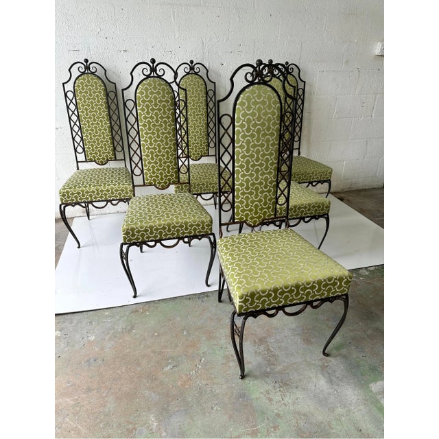 Rene Prou wrought iron Dining Room Chairs - Set of 6 For Sale In Miami - Image 6 of 12