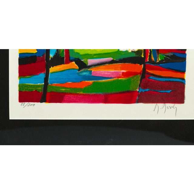 Printmaking Materials Late 19th Century Marcel Mouly "Les Maisons Dans La Vallée" Original Signed Lithograph, Edition of 300, Framed For Sale - Image 7 of 8