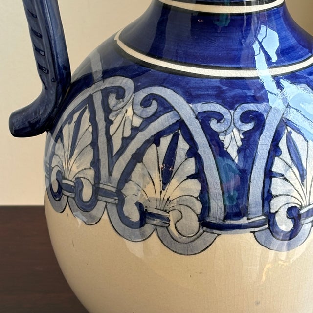 Hand Painted Mediterranean-Style Amphora Form Vase For Sale - Image 11 of 16