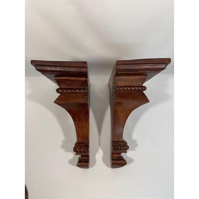 Mid 20th Century Neoclassical Style Wood Corbels Wall Shelf Brackets - A Pair For Sale - Image 10 of 18