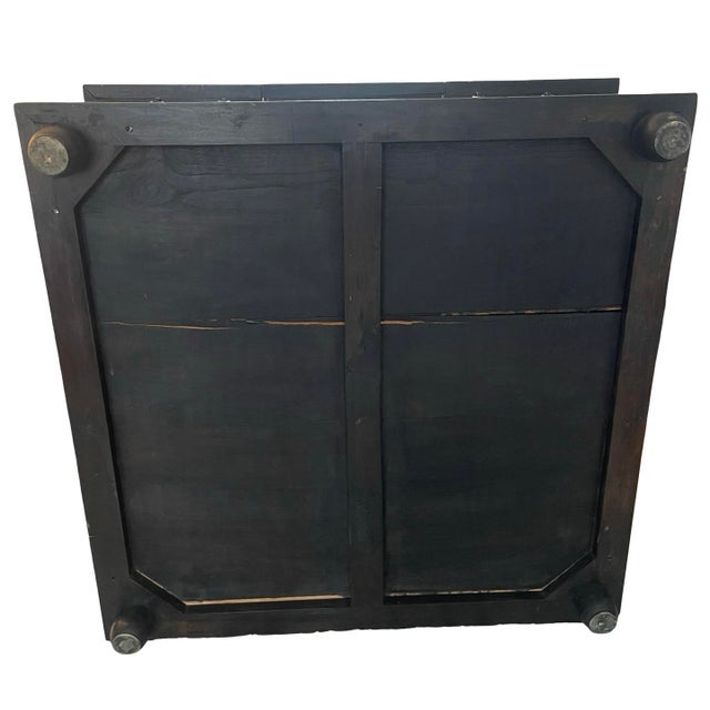 Late 20th Century Rustic Solid Wood Trunk Coffee Table With Wrought-Iron Hinges, Square For Sale - Image 5 of 12