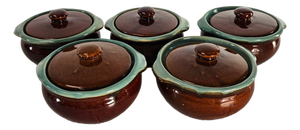 1940s Red Wing Provincial Oomph Covered Casseroles, Set of Five