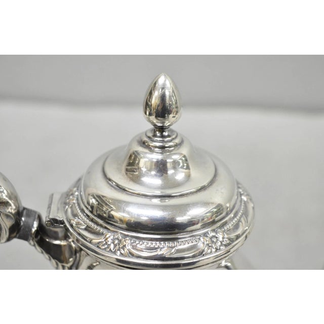Victorian Vintage Rogers Bros Remembrance 9802 Victorian Silver Plated Teapot Tea Kettle For Sale - Image 3 of 15