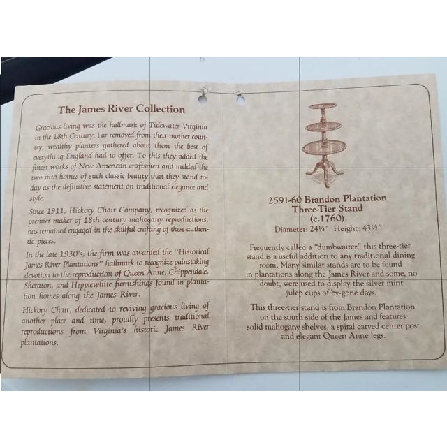 Contemporary James River Mahogany 3 Tier Butler Plantation Table Hickory Chair Company For Sale - Image 9 of 11