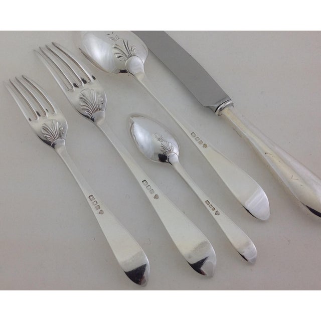 Silver Flatware Hand-Forged Sterling Silver 6-Piece Place-Setting, Pointed End Georgianby C. J. Vander For Sale - Image 8 of 15
