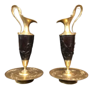 Pair of 19th Century Gilt Bronze Ewers After Clodion