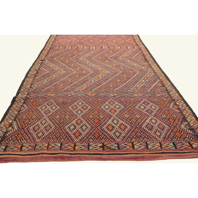 Berber Tribes of Morocco Vintage Zemmour Moroccan Kilim Rug, 03'11 X 22'09 For Sale - Image 4 of 11
