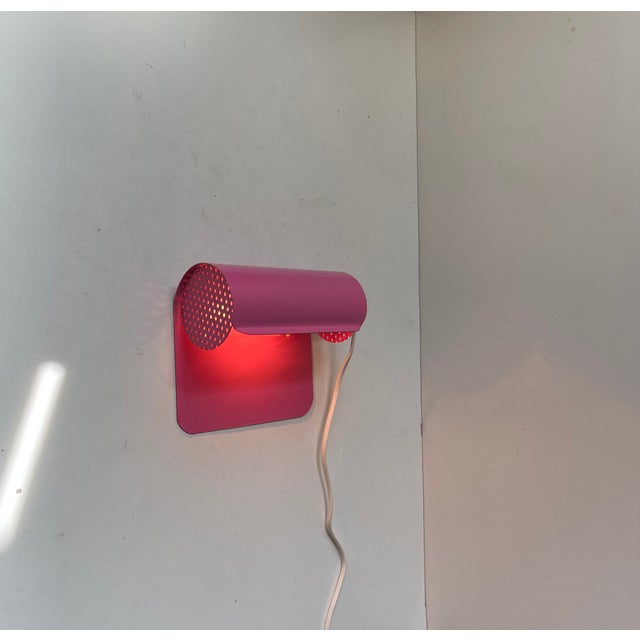 Metal Danish Modern Pink Bedside Wall Lamp from Lyfa, 1980s For Sale - Image 7 of 12