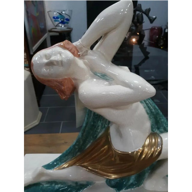 1930s Art Deco Armand Godord France Kaza Editition Large Porcelain Female Figure For Sale - Image 9 of 10