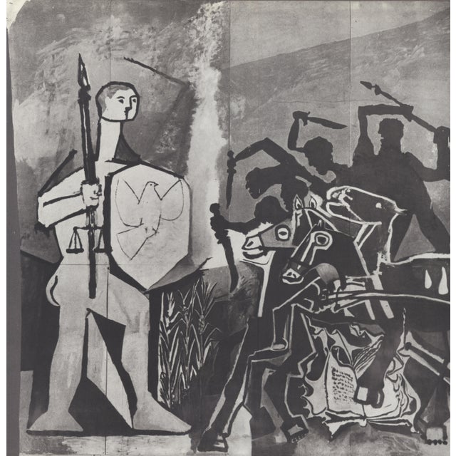 Original offset lithograph after an earlier painting by Pablo Picasso from the monograph "La Guerre et La Paix" (War and...
