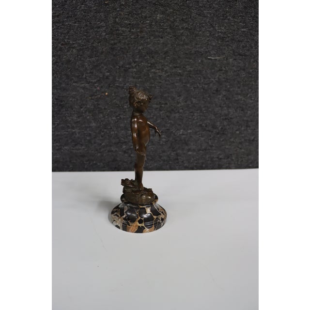 Metal Edward Berge “Violet” Attributed Bronze Sculpture on Marble Base For Sale - Image 7 of 12