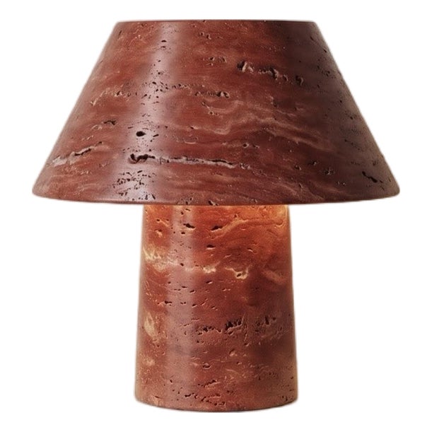 Modern Red Travertine Minimal Design Table Lamp For Sale