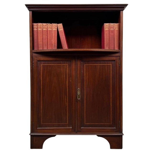 Antique English Edwardian Mahogany Bookcase For Sale - Image 12 of 12