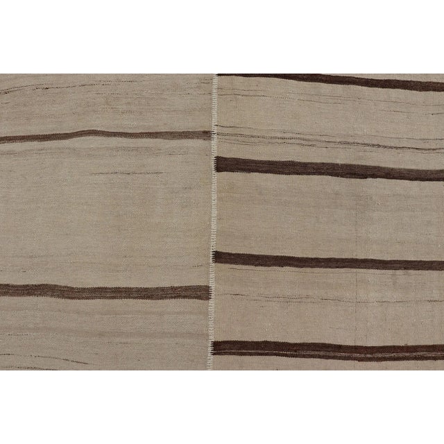 Mid 20th Century Paneled Vintage Turkish Kilim Flat-Weave in Neutral Tones of Cream & Brown For Sale - Image 10 of 11