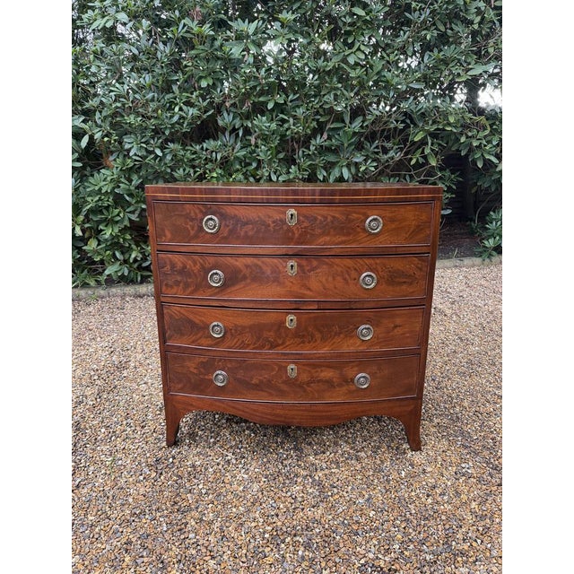 Early 19th Century Antique Georgian Mahogany Bow Fronted Chest of Drawers, 1820 For Sale - Image 5 of 12