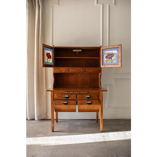 Mid-Century Modern Late 18th Century Antique Possum Belly Hoosier Bakers Cabinet For Sale - Image 3 of 18