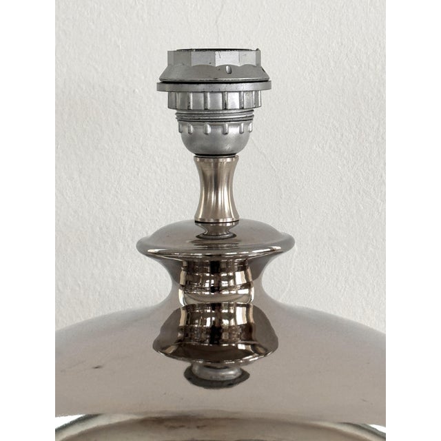 Silver Mid-Century Italian Ceramic Table Lamp in Silver Metallic by Ugo Zaccagnini, 1970s For Sale - Image 8 of 15
