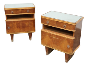 Art Deco Wooden Nightstands, 1940s, Set of 2