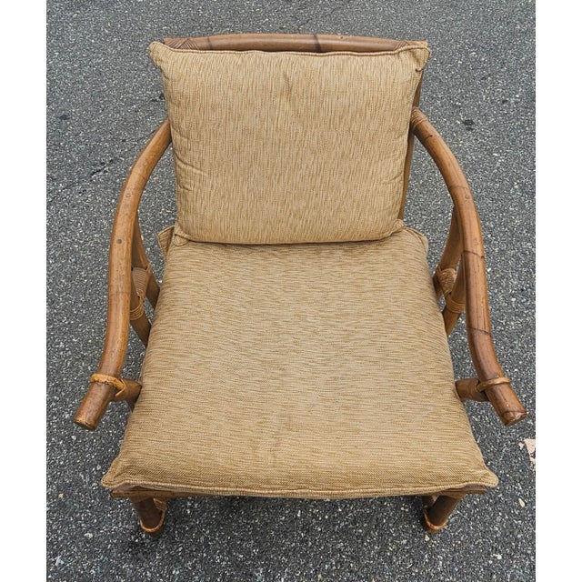 Mid 20th Century Mid Century John Wisner for Ficks Reed Rattan and Walnut Lounge Chair For Sale - Image 5 of 7