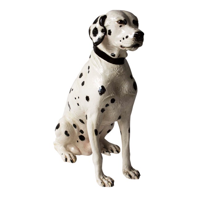 Vintage Porcelain Dalmatian Large & Lifelike Dog Statue Chairish