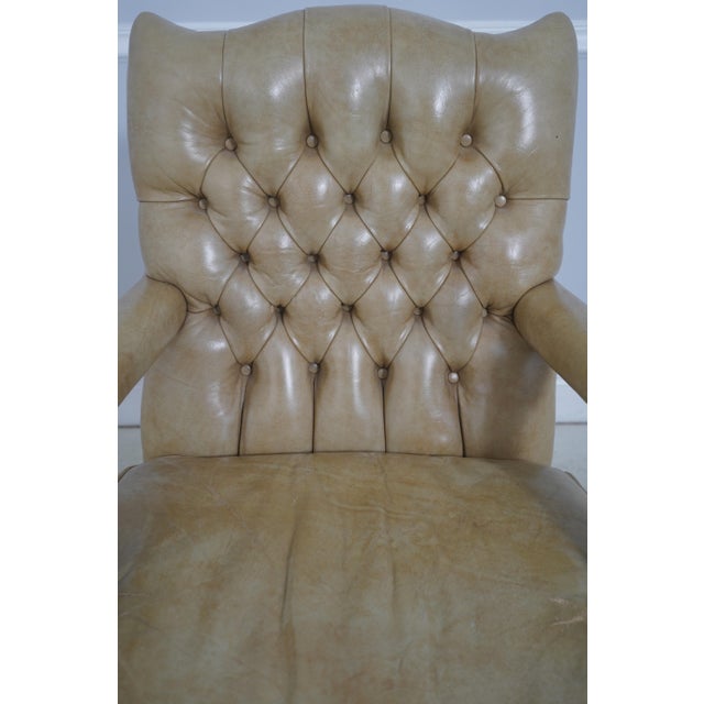 Classic Leather Tufted Rolling Desk Chair For Sale - Image 13 of 18