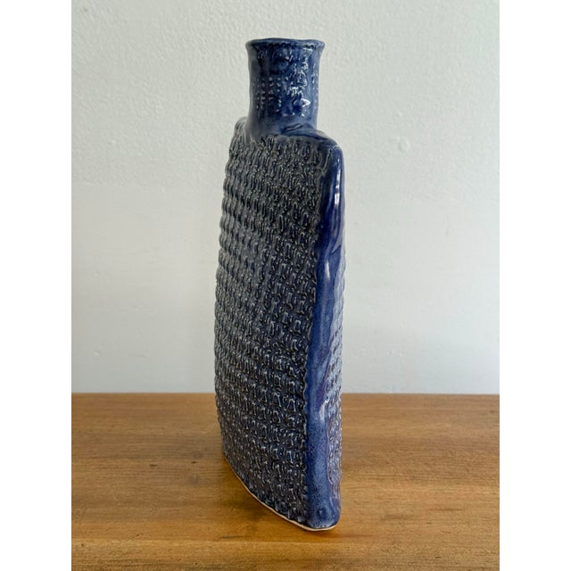 Vintage Blue Pottery Folk Art Vase For Sale - Image 4 of 9