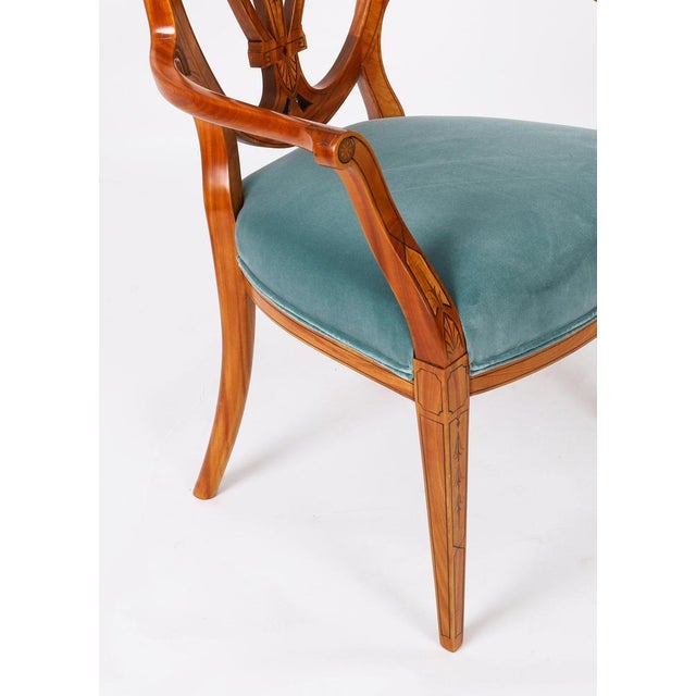 Blue Antique Shield Back Satinwood Dining Chairs from Cowtan & Sons, 19th Century, Set of 8 For Sale - Image 8 of 18