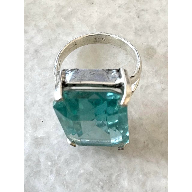 Lovely, vintage sterling silver and aquamarine cocktail ring.