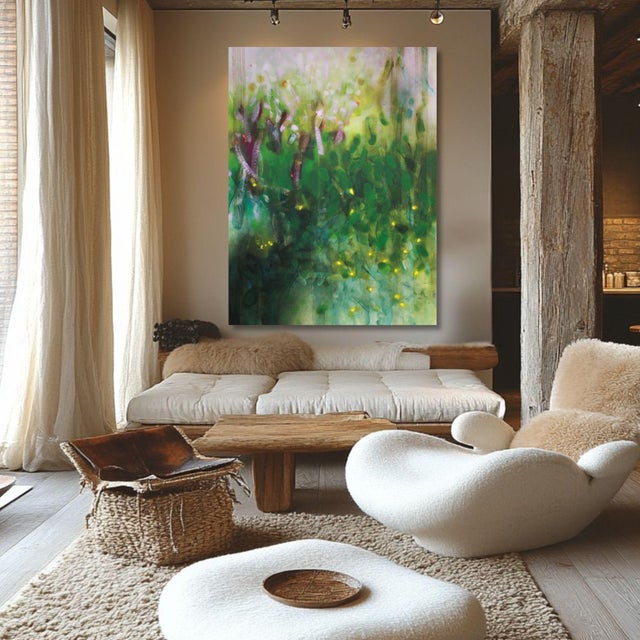 **Painting Title:** "Stars Took a Nap Inside the Wave" **Dimensions:** 59"x43.5" **Medium:** Mixed media on unstretched...