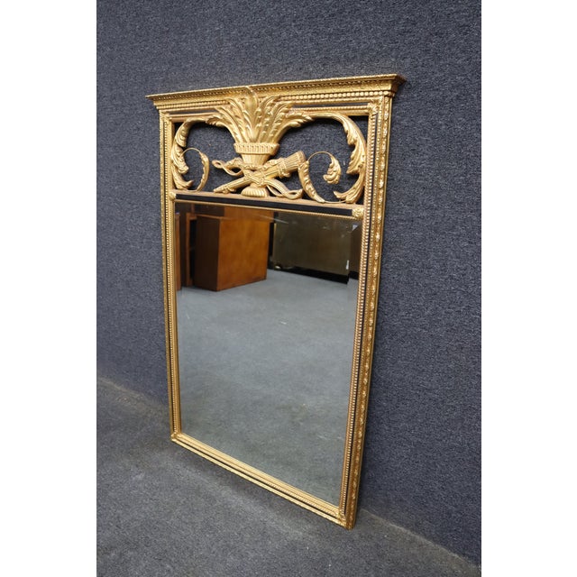 Louis XVI Style Gilt Mirror With Crossed Rifles Motif For Sale - Image 4 of 12