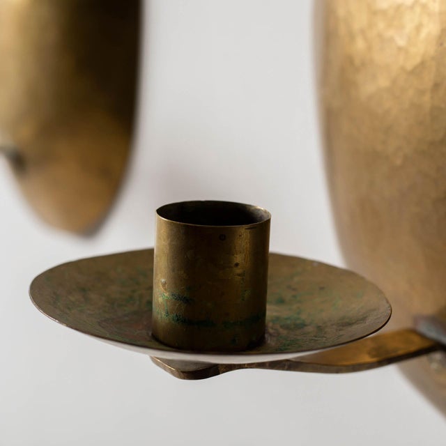 Mid-Century Brass Oval Wall Candelabras, Sweden, 1950s, Set of 2 For Sale - Image 6 of 7