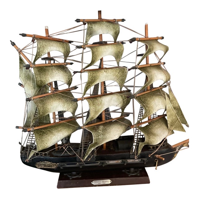 Vintage Model Ship “Fragata Espanola Ano” 1780 For Sale
