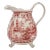 Vintage Transferware Cranberry and White Ceramic Footed Pitcher For Sale