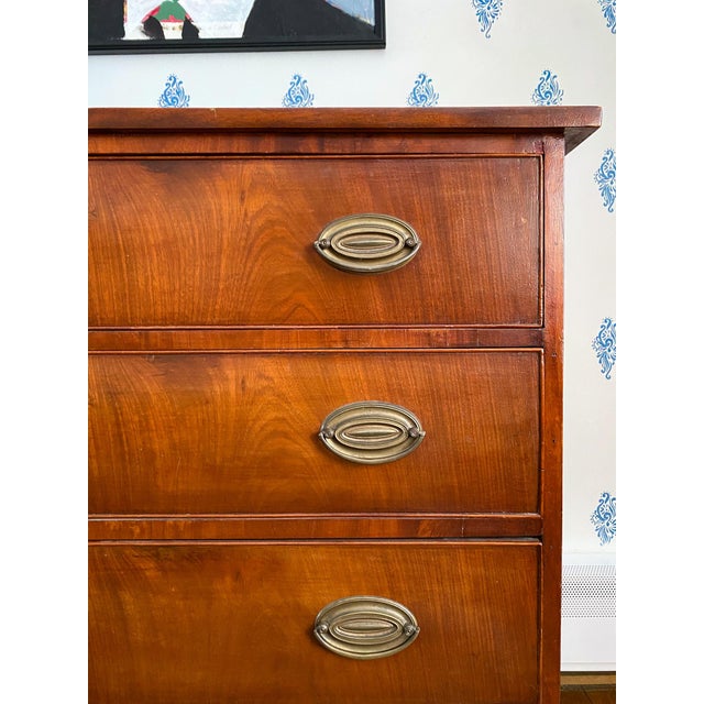Brown Antique Early 1800s New England Neoclassical Chest Made From Cherry and Mahogany For Sale - Image 8 of 12
