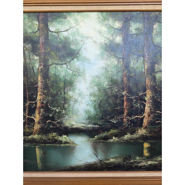 Mid 20th Century Mid-Century Robert Wollinger Oil on Canvas Forest Landscape Painting For Sale - Image 5 of 12