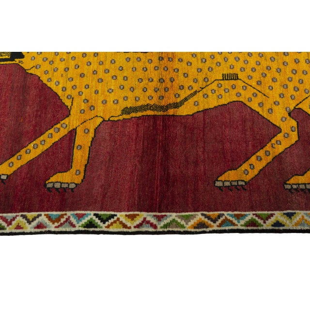Textile Hand-Knotted Gabbeh Nomadic Tiger Rug For Sale - Image 7 of 11