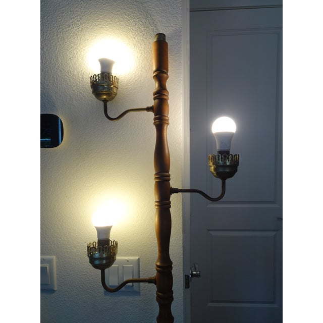 Vintage Mid Century Modern Gold Brown Tension Pole Lamp For Sale - Image 4 of 17
