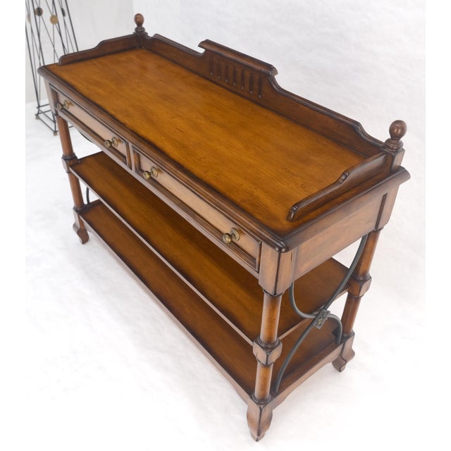 Liz Clairborne Spanish Colonial 2 Drawers 3 Tier Fruitwood Sideboard Server MINT For Sale - Image 6 of 18