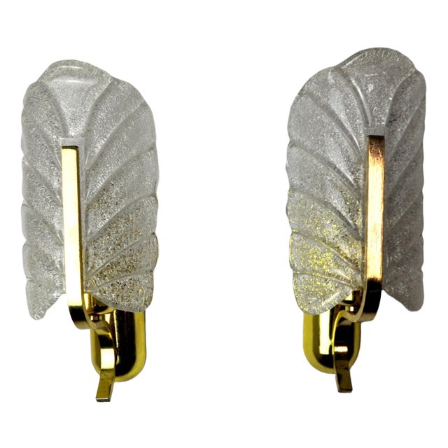 Murano Glass Leaf Sconces by Carl Fagerlund, Germany, 1970s, Set of 2 For Sale