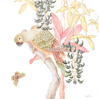 "Bird of Passage" Tropical Chinoiserie by Allison Cosmos For Sale