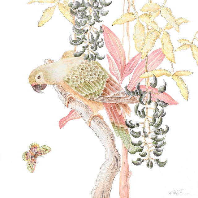 "Bird of Passage" Tropical Chinoiserie by Allison Cosmos For Sale