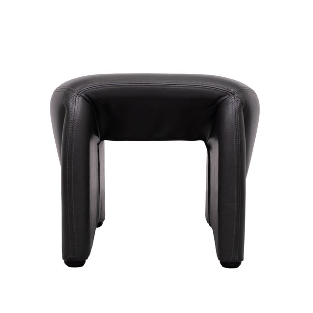 Very nice Organic shaped Ottoman or Footstool . Top quality dark Grey Leather . Love the curves . 1980s . good condition .