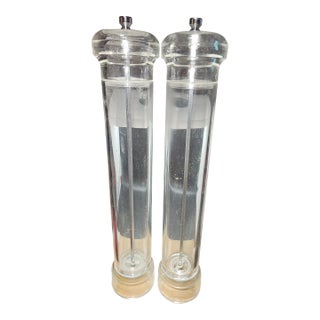 Sigi Vintage Clear Salt & Pepper Grinder Mills Italy 16" 1 Pair For Sale