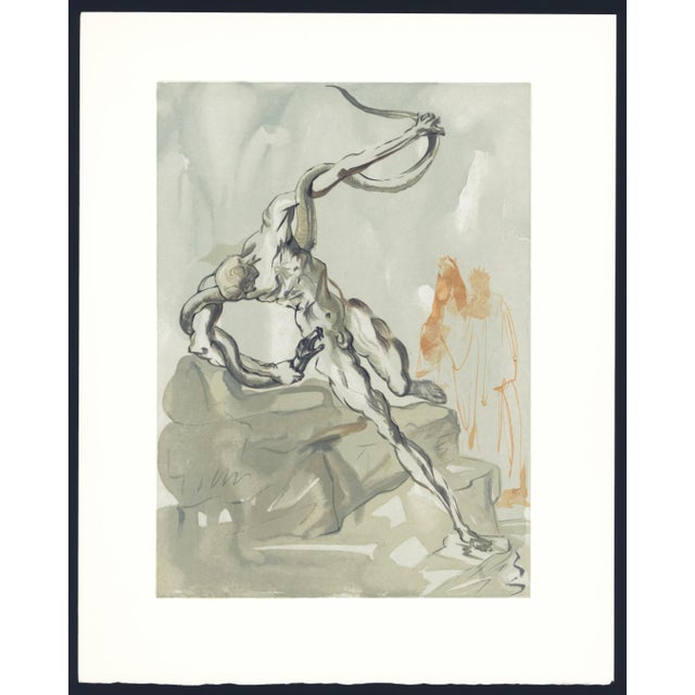 1963 Dalí Divine Comedy Engraving Enfer Chant 25 "La Punition De Vanni Fucci" (The Punishment of Vanni Fucci) For Sale
