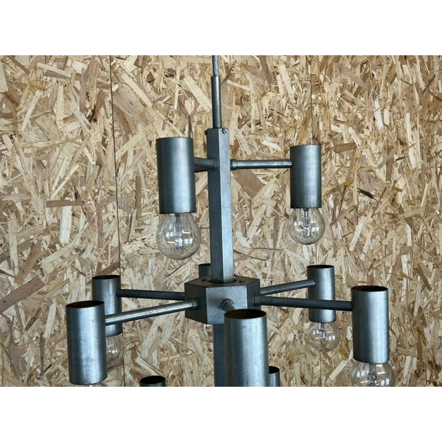 Large Chrome & Metal Chandelier Pendant Lamp For Sale - Image 9 of 14
