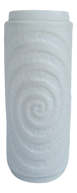 C.1960's-70's West German Royal Kpm Porzellan White Bisque "Infinity Swirl" Raised Relief Design Vase