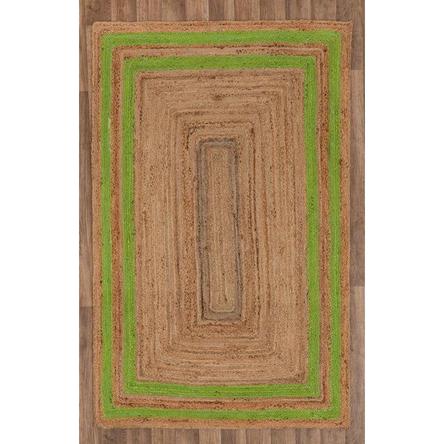 10x14ft. Green Border Rectangle Jute Handmade Rug For Sale - Image 9 of 10