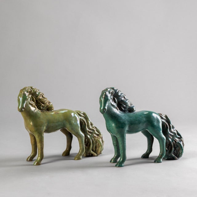 Horses in Glazed Ceramic from Guerrino Tramonti, Faenza, Italy, 1957, Set of 2 For Sale - Image 14 of 14