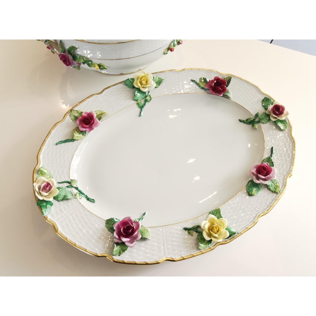 Vintage Tureen and Tray in Porcelain with Applied Flowers by Raynaud, 1960s For Sale - Image 11 of 18