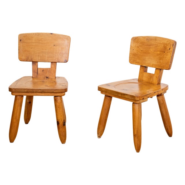 Brutalist Elm Chairs, 1970s, Set of 2 For Sale